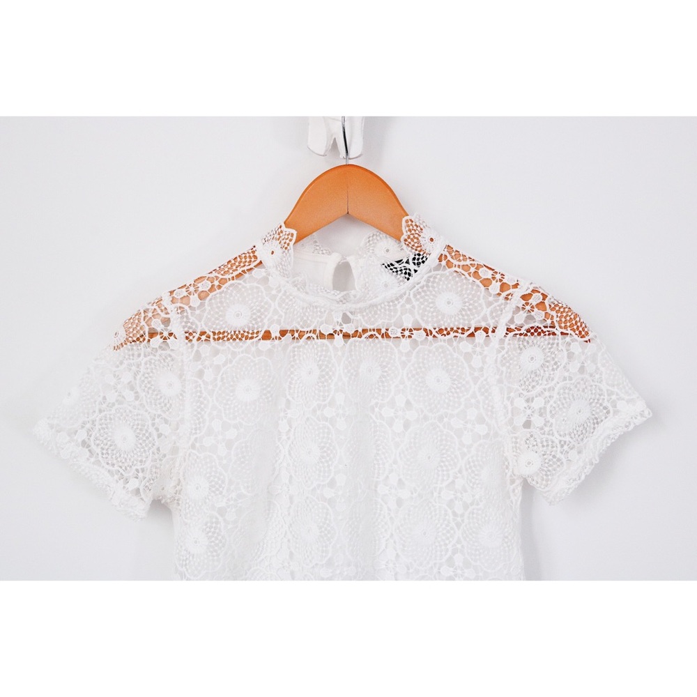 Topshop Lace Mock Neck Shirt - Picture 5 of 6